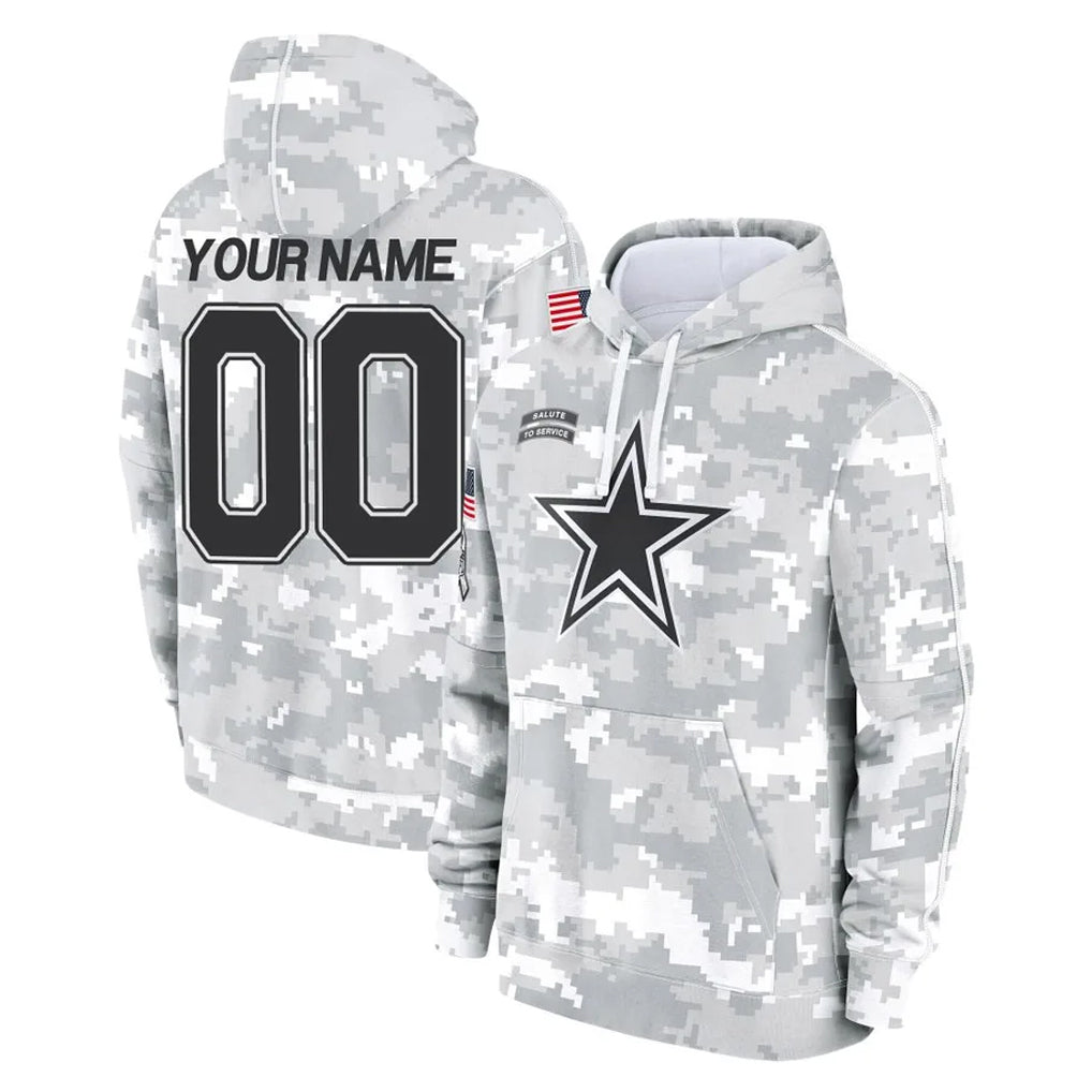 BIPIHUC Custom D.Cowboys Arctic Camo Salute to Service Hoodies Limited Game Any Name & Numbers Stitched Jerseys