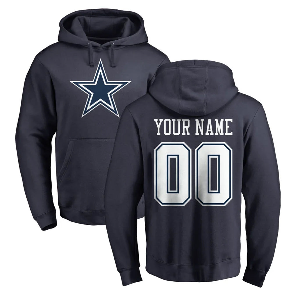 BIPIHUC Custom D.Cowboys Navy Pullover Hoodies Limited Any Name & Numbers Stitched Jerseys