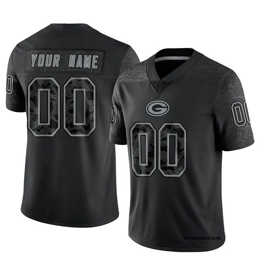 BIPIHUC Custom GB.Packers Black REFLECTIVE Limited Stitched Jerseys