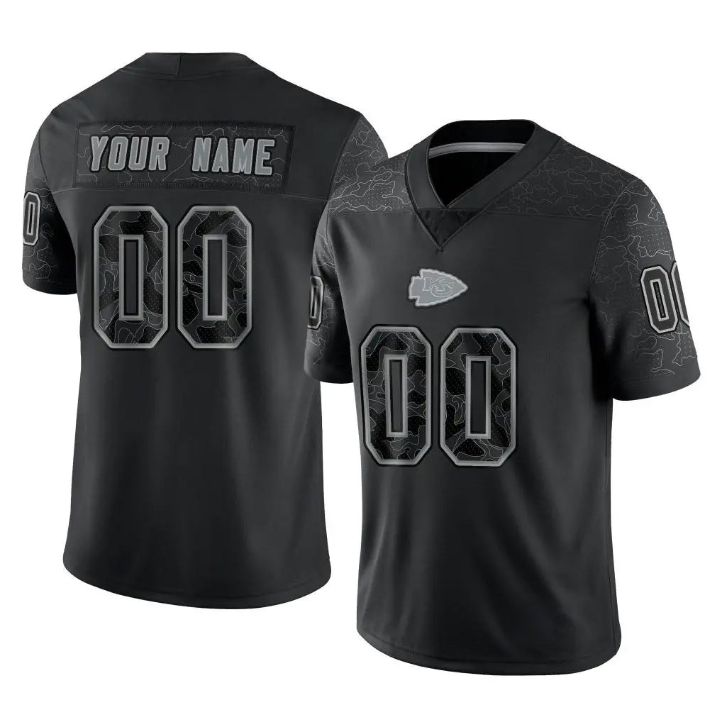 BIPIHUC Custom KC.Chiefs Black Limited Reflective Game Any Name & Numbers Stitched Jerseys