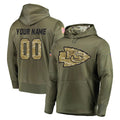 BIPIHUC Custom KC.Chiefs Olive Salute to Service Pullover Hoodies Home Game Any Name & Numbers Stitched Jerseys