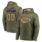 BIPIHUC Custom KC.Chiefs Olive Salute to Service Pullover Hoodies Home Game Any Name & Numbers Stitched Jerseys