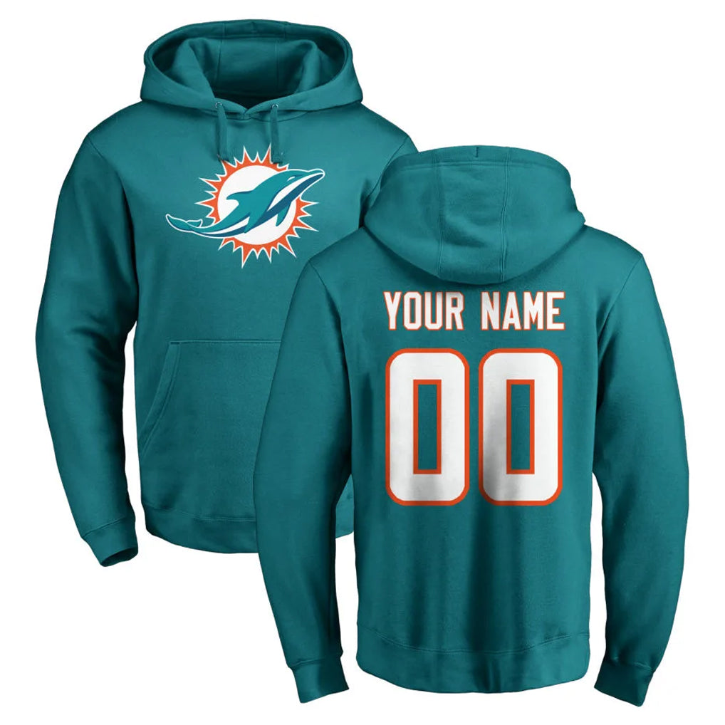 BIPIHUC Custom M.Dolphins Aqua LOGO Pullover Hoodies Limited Any Name & Numbers Stitched Jerseys