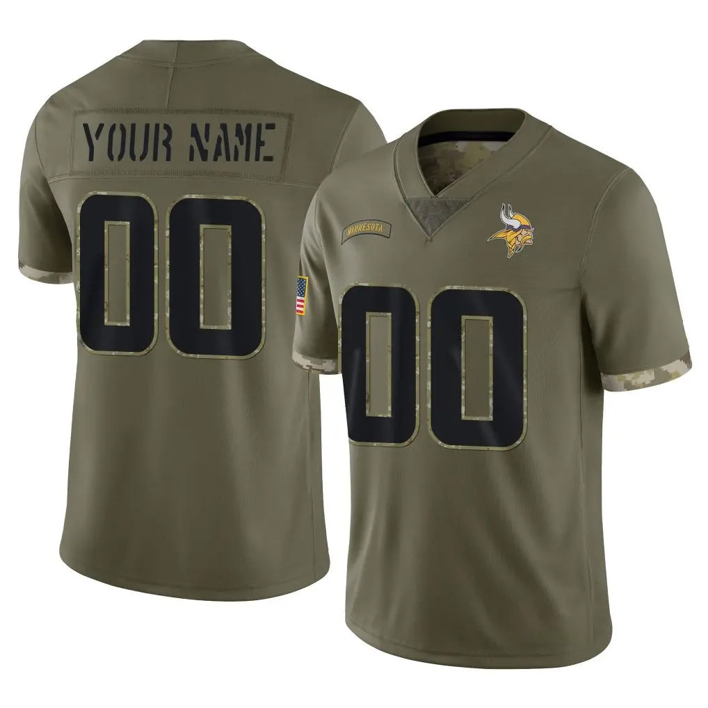 BIPIHUC Custom MN.Vikings Olive Salute To Service Limited Any Name & Numbers Stitched Jerseys
