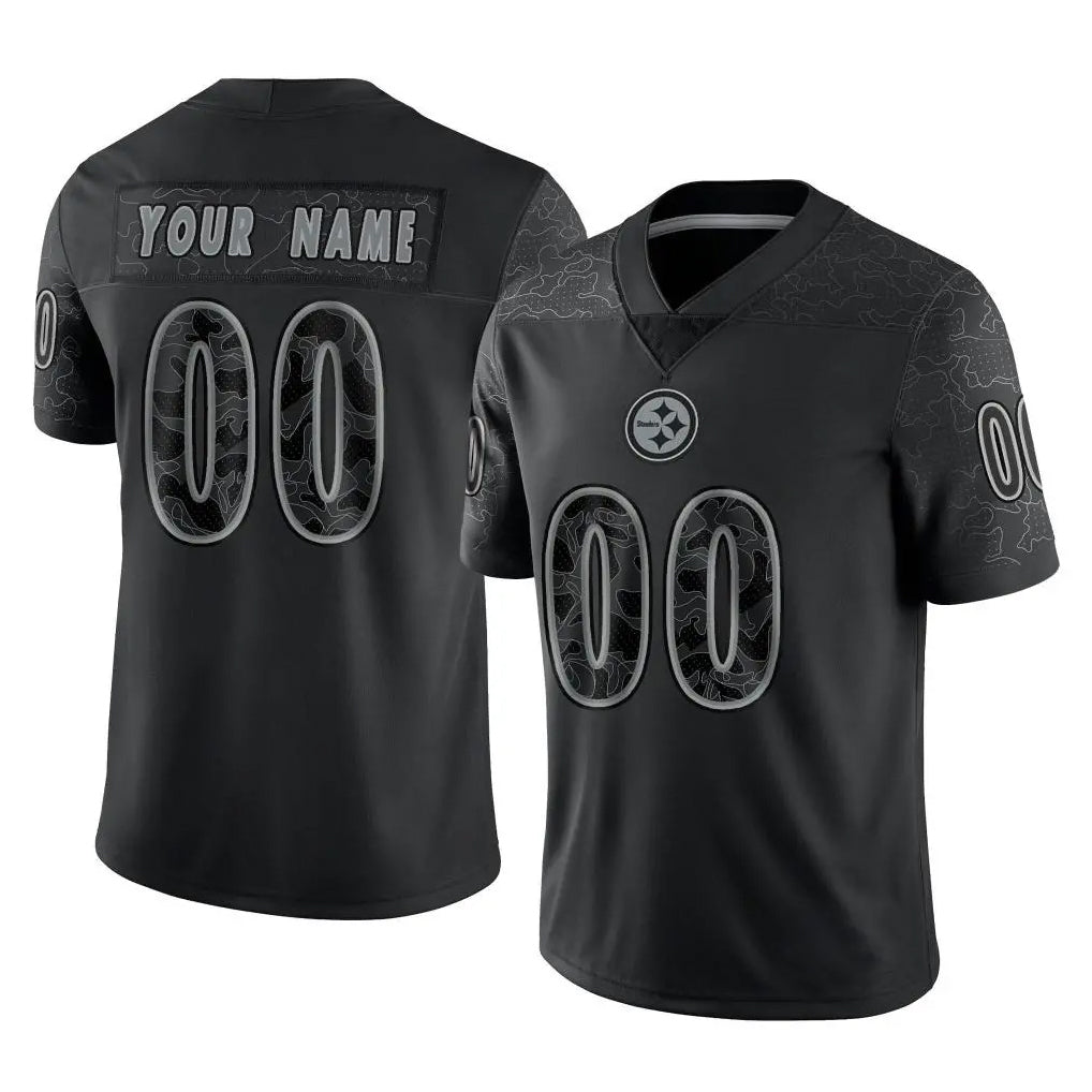 BIPIHUC Custom P.Steelers Black Reflective Limited Home Game Any Name & Numbers Stitched Jerseys
