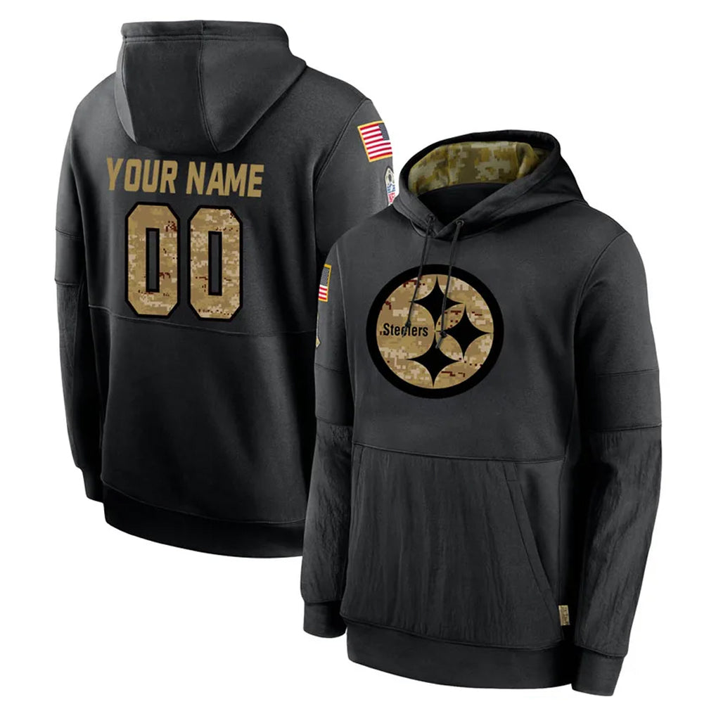 BIPIHUC Custom P.Steelers Black Salute to Service Hoodies Limited Game Any Name & Numbers Stitched Jerseys