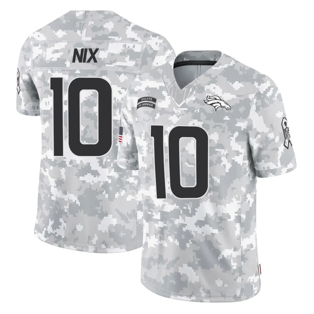 BIPIHUC D.Broncos #10 Bo Nix Player Arctic Camo Salute To Service Limited Stitched Jerseys