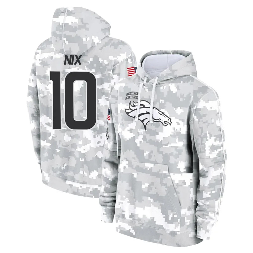 BIPIHUC D.Broncos #10 Bo Nix Player Arctic Camo Salute to Service Hoodies Limited Game Stitched Jerseys
