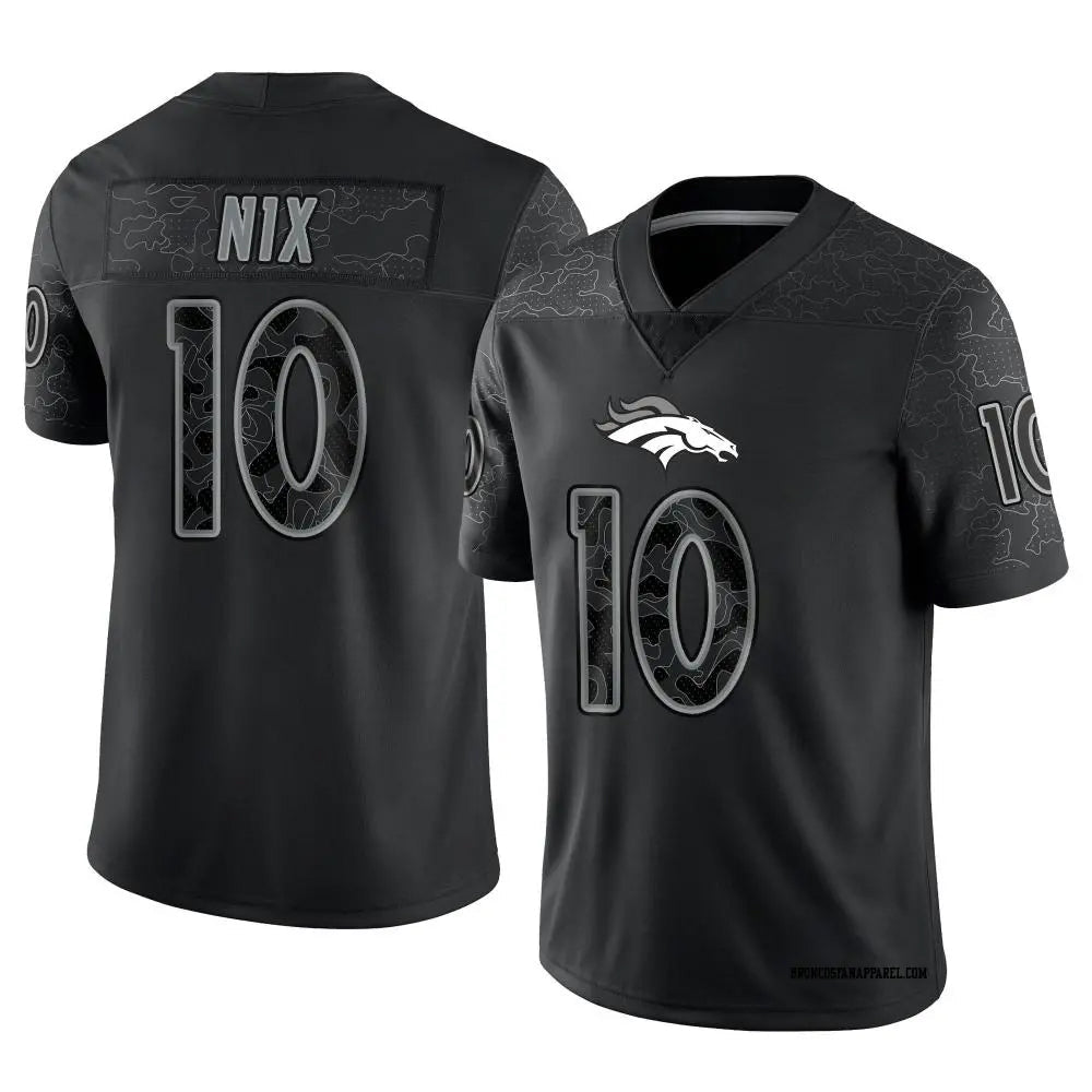 BIPIHUC D.Broncos #10 Bo Nix Player Black RFLCTV Limited  Jerseys