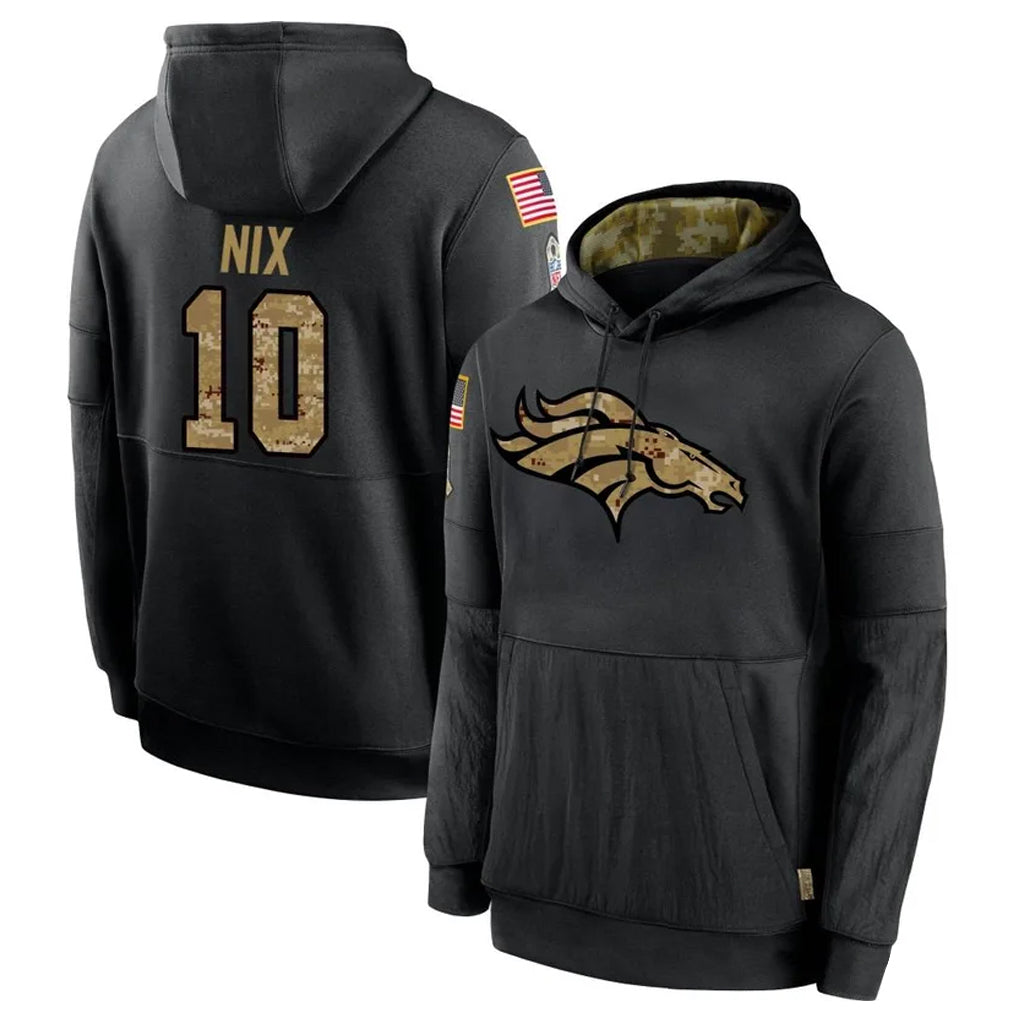 BIPIHUC D.Broncos #10 Bo Nix Player Black Salute to Service Pullover Hoodies Limited Stitched Jerseys