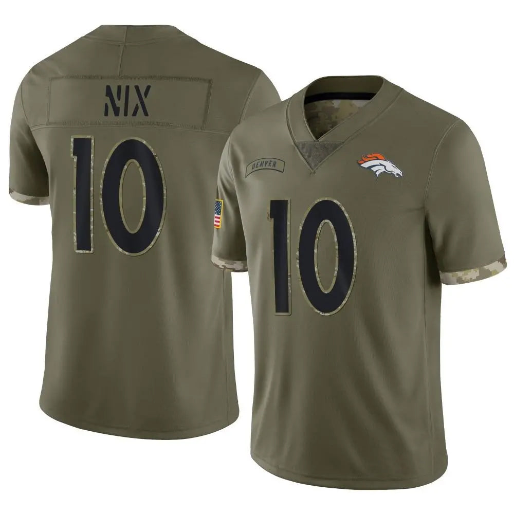 BIPIHUC D.Broncos #10 Bo Nix Player Limited Salute To Service Olive Stitched Jerseys