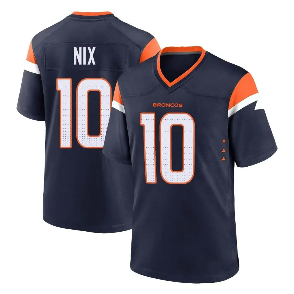 BIPIHUC D.Broncos #10 Bo Nix Player Navy Home Game Stitched Jerseys