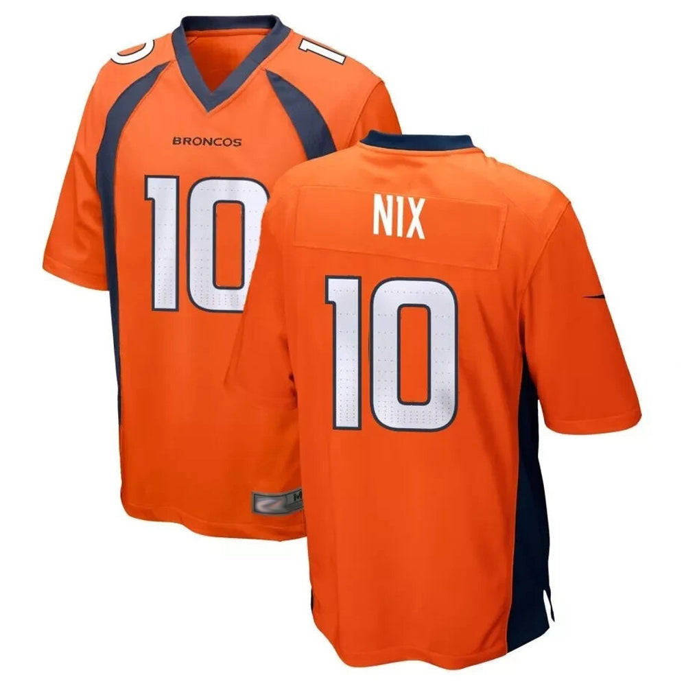 BIPIHUC D.Broncos #10 Bo Nix Player Orange Game Stitched Jerseys