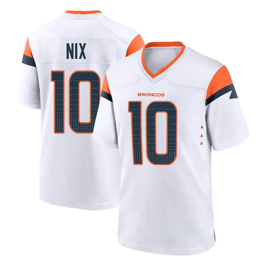 BIPIHUC D.Broncos #10 Bo Nix Player White Home Game Stitched Jerseys