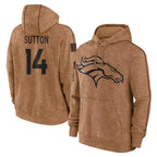 BIPIHUC D.Broncos #14 Courtland Sutton Player Brown Salute to Service Hoodies Limited Game Stitched Jerseys