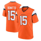 BIPIHUC D.Broncos #15 Nik Bonitto Player Orange Home Game Stitched Jerseys