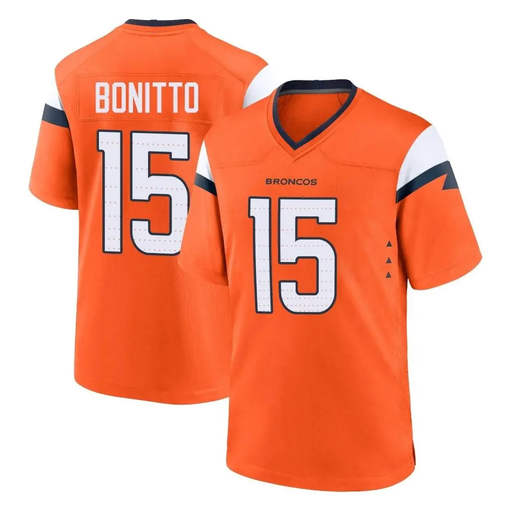 BIPIHUC D.Broncos #15 Nik Bonitto Player Orange Home Game Stitched Jerseys
