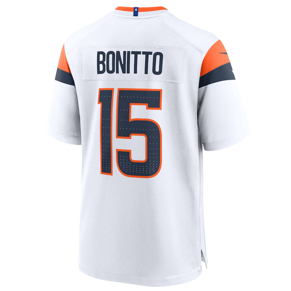 BIPIHUC D.Broncos #15 Nik Bonitto Player White Home Game Stitched Jerseys