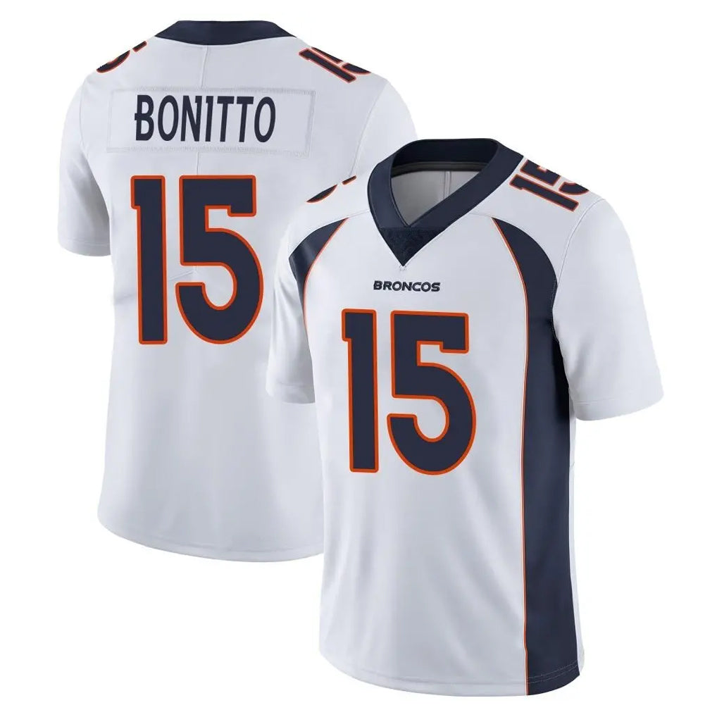 BIPIHUC D.Broncos #15 Nik Bonitto Player White Vapor Untouchable Limited Home Game Stitched Jerseys