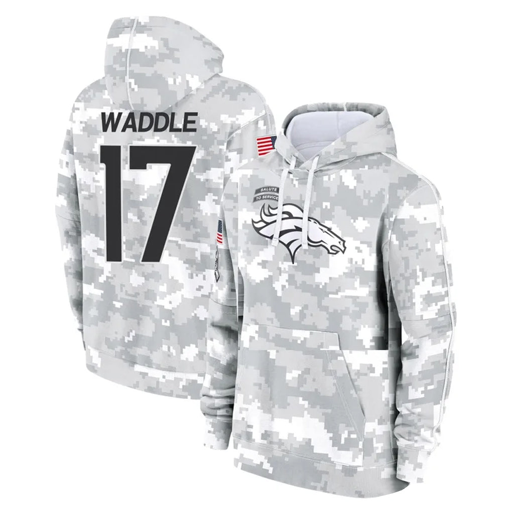 BIPIHUC D.Broncos #17 Jaylen Waddle Player Arctic Camo Salute to Service Hoodies Limited Game Stitched Jerseys
