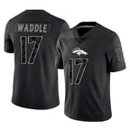 BIPIHUC D.Broncos #17 Jaylen Waddle Player Black Reflective Limited Stitched Jerseys