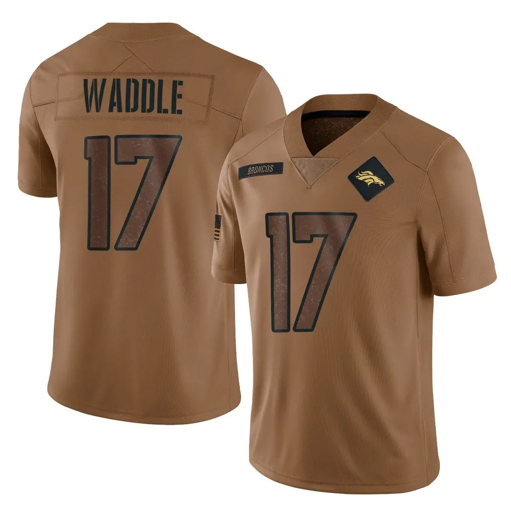 BIPIHUC D.Broncos #17 Jaylen Waddle Player Brown Salute To Service Limited Stitched Jerseys