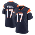 BIPIHUC D.Broncos #17 Jaylen Waddle Player Navy Home Game Stitched Jerseys