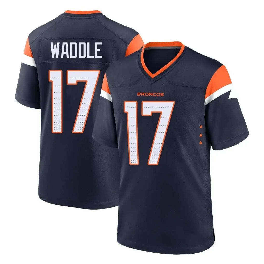 BIPIHUC D.Broncos #17 Jaylen Waddle Player Navy Home Game Stitched Jerseys