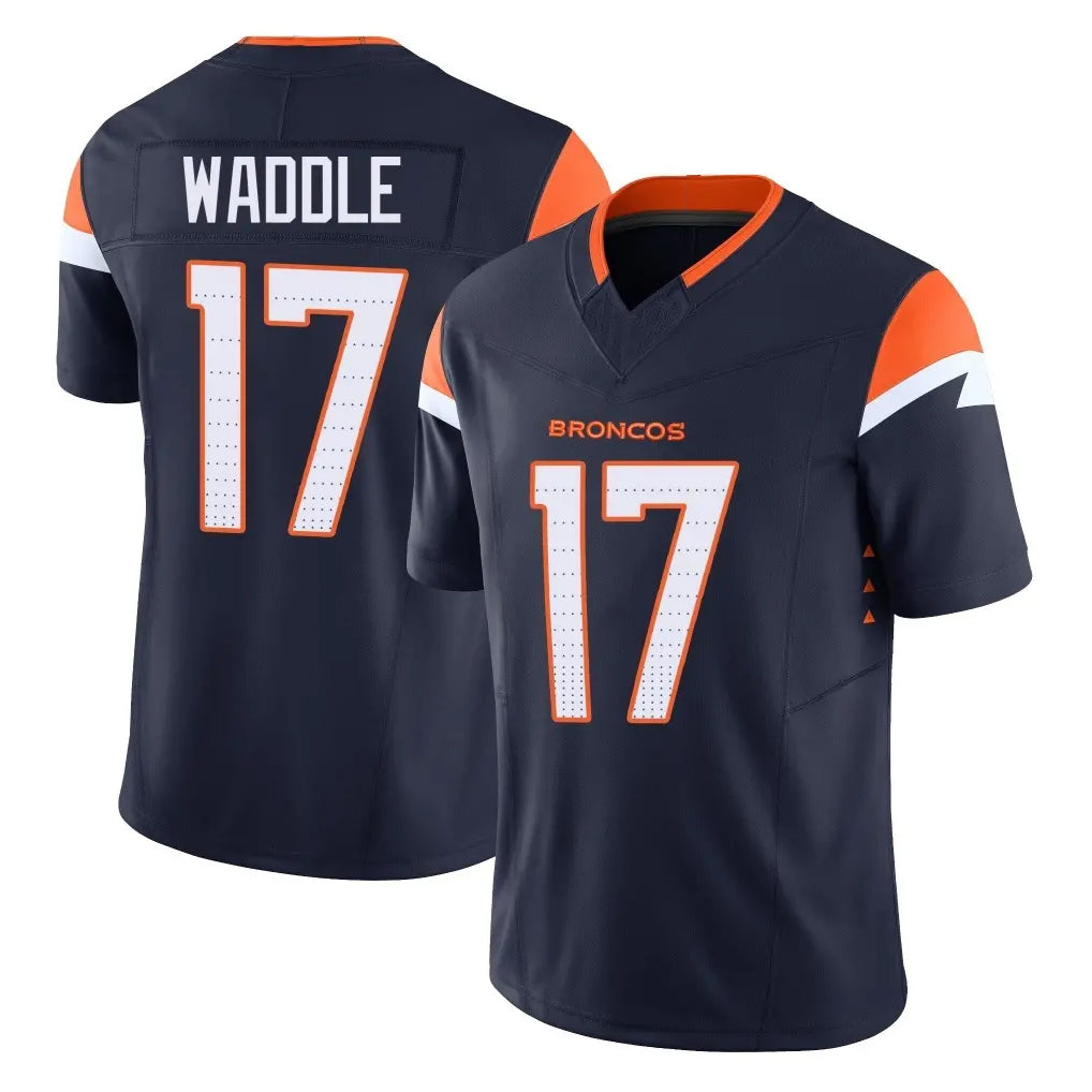 BIPIHUC D.Broncos #17 Jaylen Waddle Player Navy Limited Vapor F.U.S.E. Home Game Stitched Jerseys