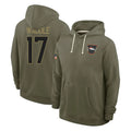 BIPIHUC D.Broncos #17 Jaylen Waddle Player Olive Salute to Service Pullover Hoodies Limited Stitched Jerseys