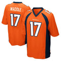 BIPIHUC D.Broncos #17 Jaylen Waddle Player Orange Color Home Game Stitched Jerseys