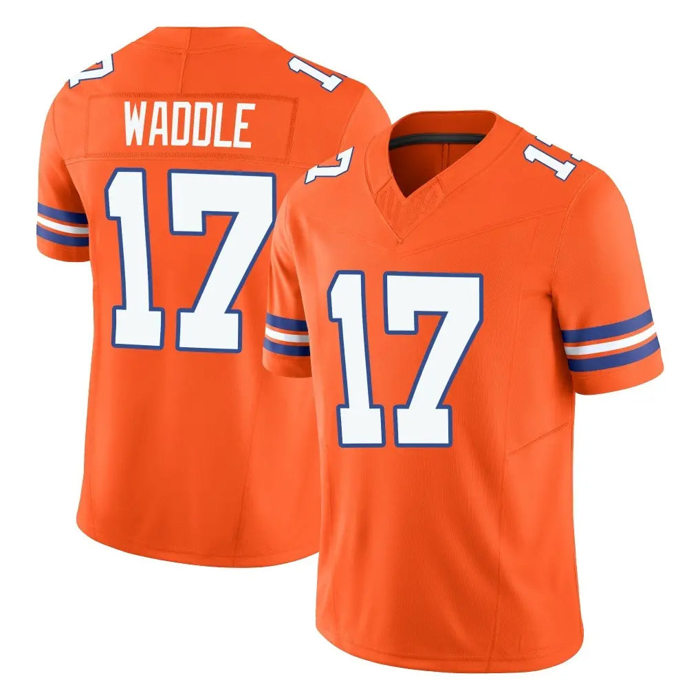 BIPIHUC D.Broncos #17 Jaylen Waddle Player Orange Limited Alternate Vapor F.U.S.E. Throwback Game Stitched Jerseys