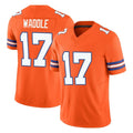 BIPIHUC D.Broncos #17 Jaylen Waddle Player Orange Limited Alternate Vapor F.U.S.E. Throwback Game Stitched Jerseys