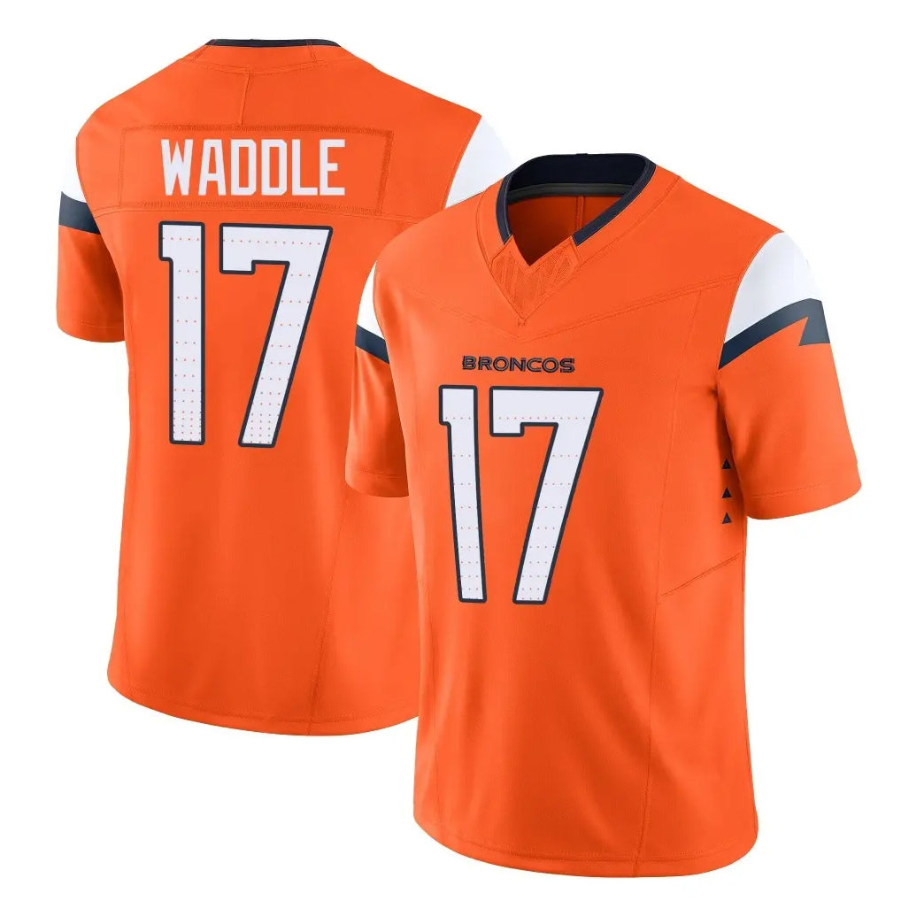 BIPIHUC D.Broncos #17 Jaylen Waddle Player Orange Vapor F.U.S.E. Limited Home Game Stitched Jerseys