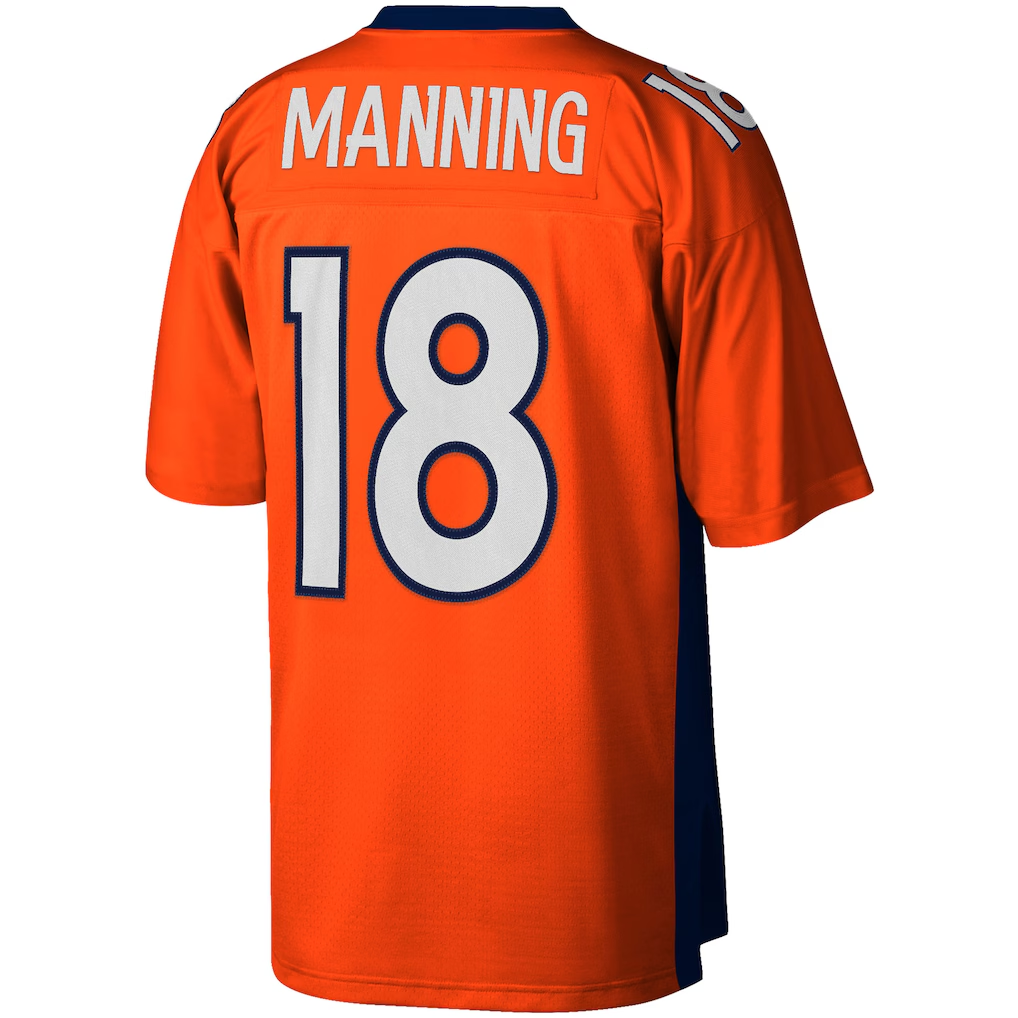 BIPIHUC D.Broncos #18 Peyton Manning Mitchell & Ness Orange Big & Tall 2015 Retired Player Replica Stitched Puhic Jersey