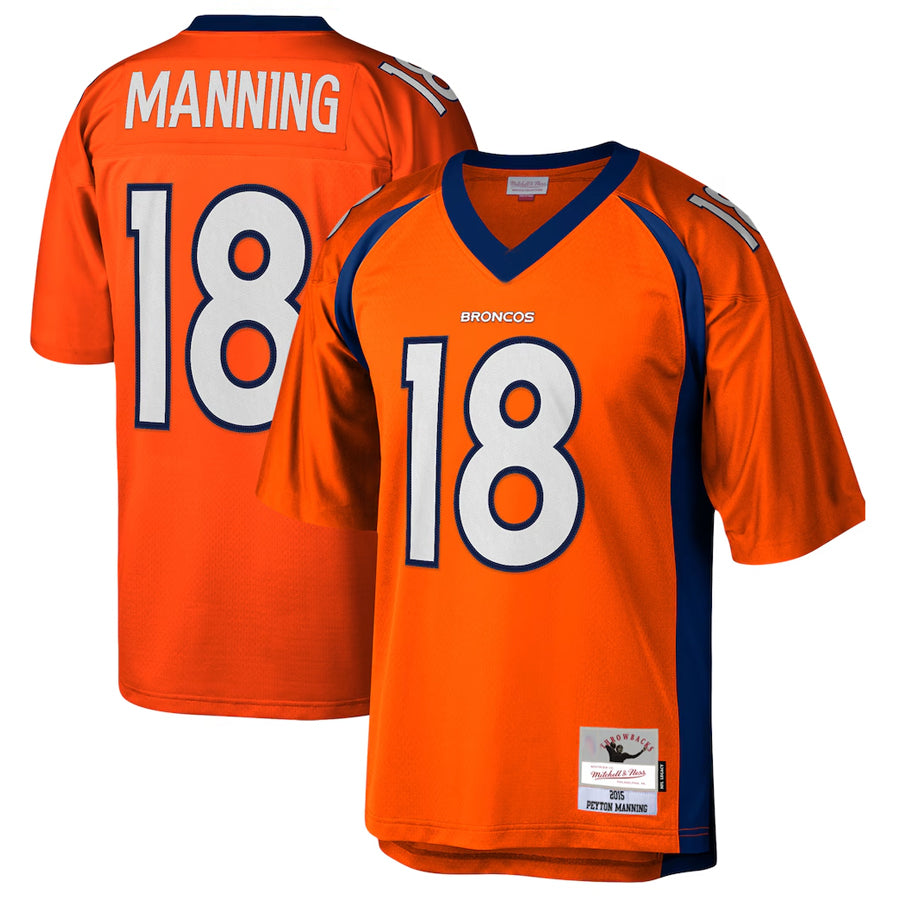 BIPIHUC D.Broncos #18 Peyton Manning Player Mitchell & Ness Orange Legacy Replica Stitched Jerseys