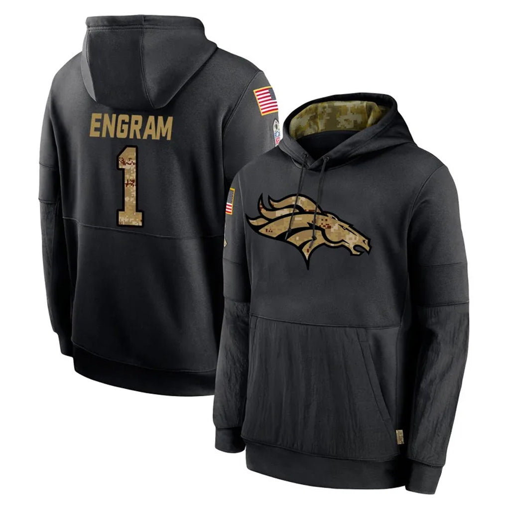 BIPIHUC D.Broncos #1 Evan Engram Player Black Salute to Service Pullover Hoodies Limited Stitched Jerseys