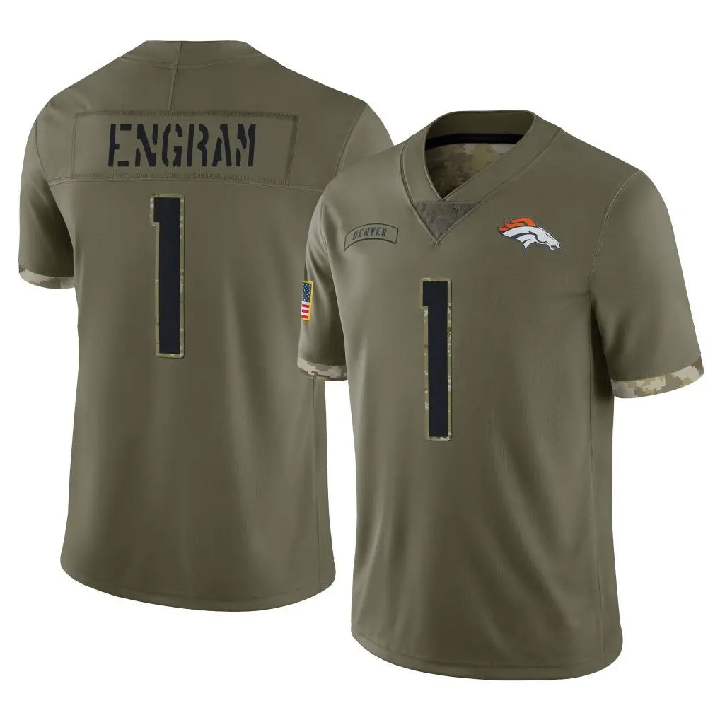 BIPIHUC D.Broncos #1 Evan Engram Player Olive Salute To Service Limited Stitched Jerseys