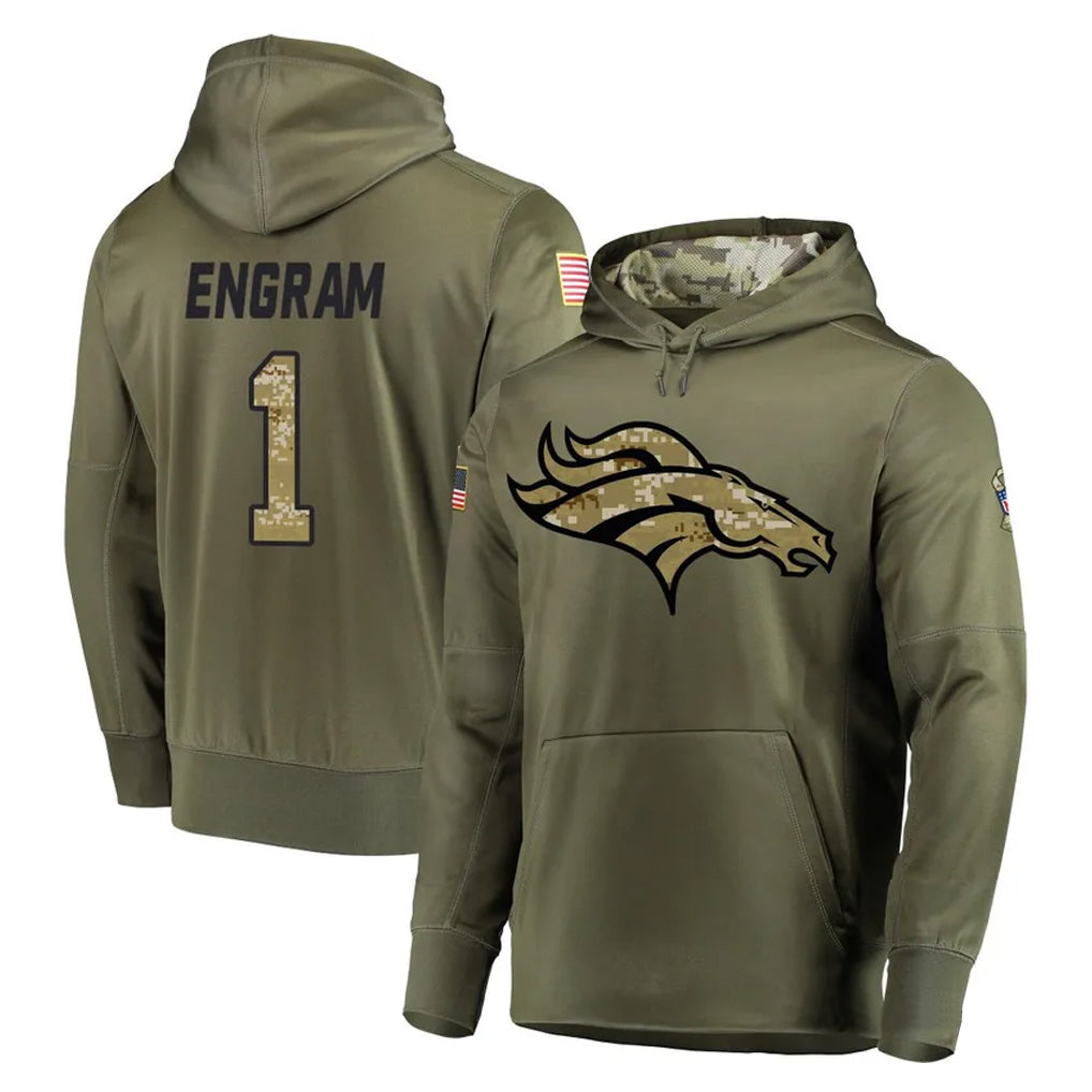 BIPIHUC D.Broncos #1 Evan Engram Player Olive Salute to Service Pullover Hoodies Home Game Stitched Jerseys