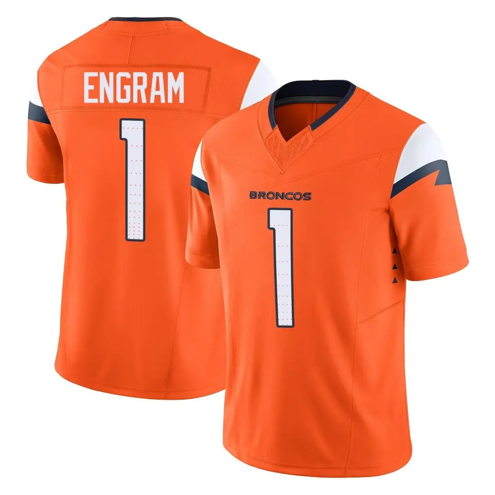 BIPIHUC D.Broncos #1 Evan Engram Player Orange Vapor F.U.S.E. Limited Home Game Stitched Jerseys