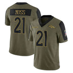 BIPIHUC D.Broncos #21 Riley Moss Player Olive Salute To Service Limited Game Stitched Jerseys