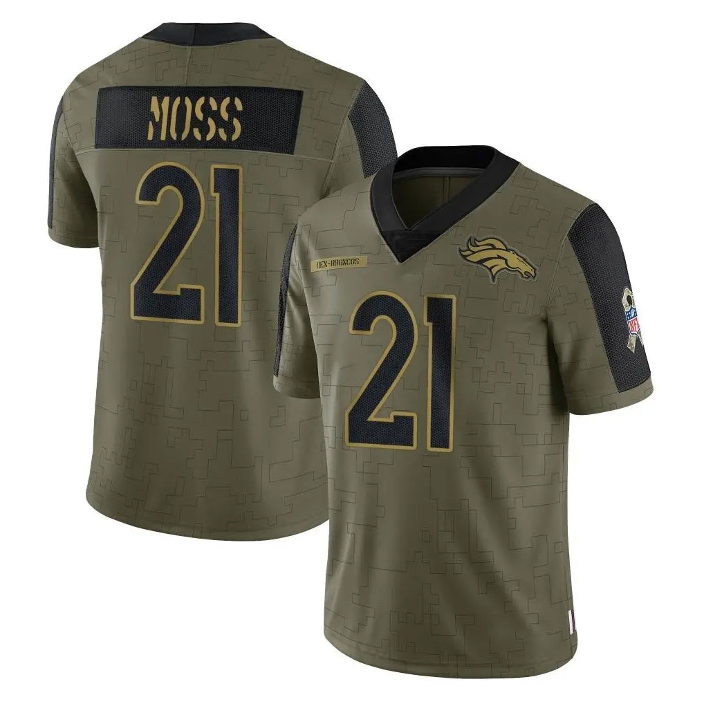 BIPIHUC D.Broncos #21 Riley Moss Player Olive Salute To Service Limited Game Stitched Jerseys