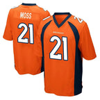 BIPIHUC D.Broncos #21 Riley Moss Player Orange Color Home Game Stitched Jerseys
