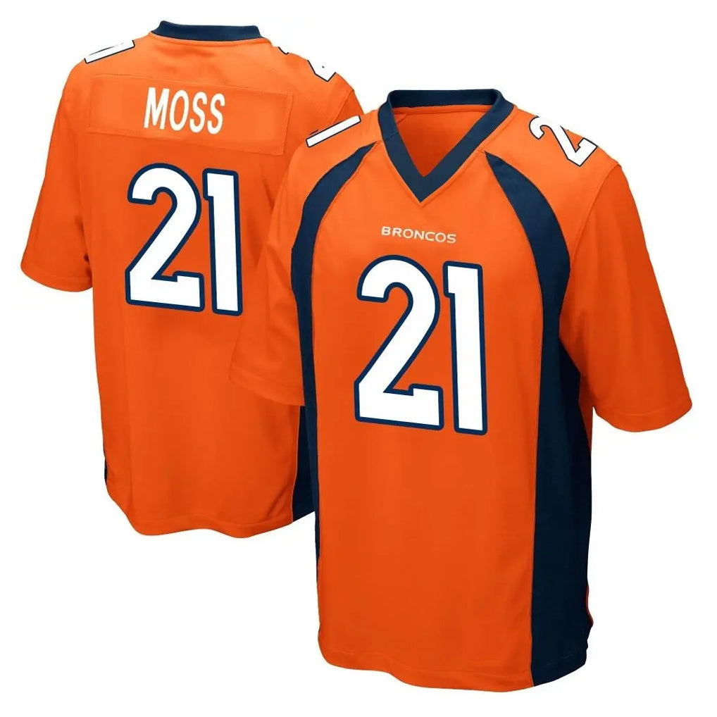 BIPIHUC D.Broncos #21 Riley Moss Player Orange Color Home Game Stitched Jerseys