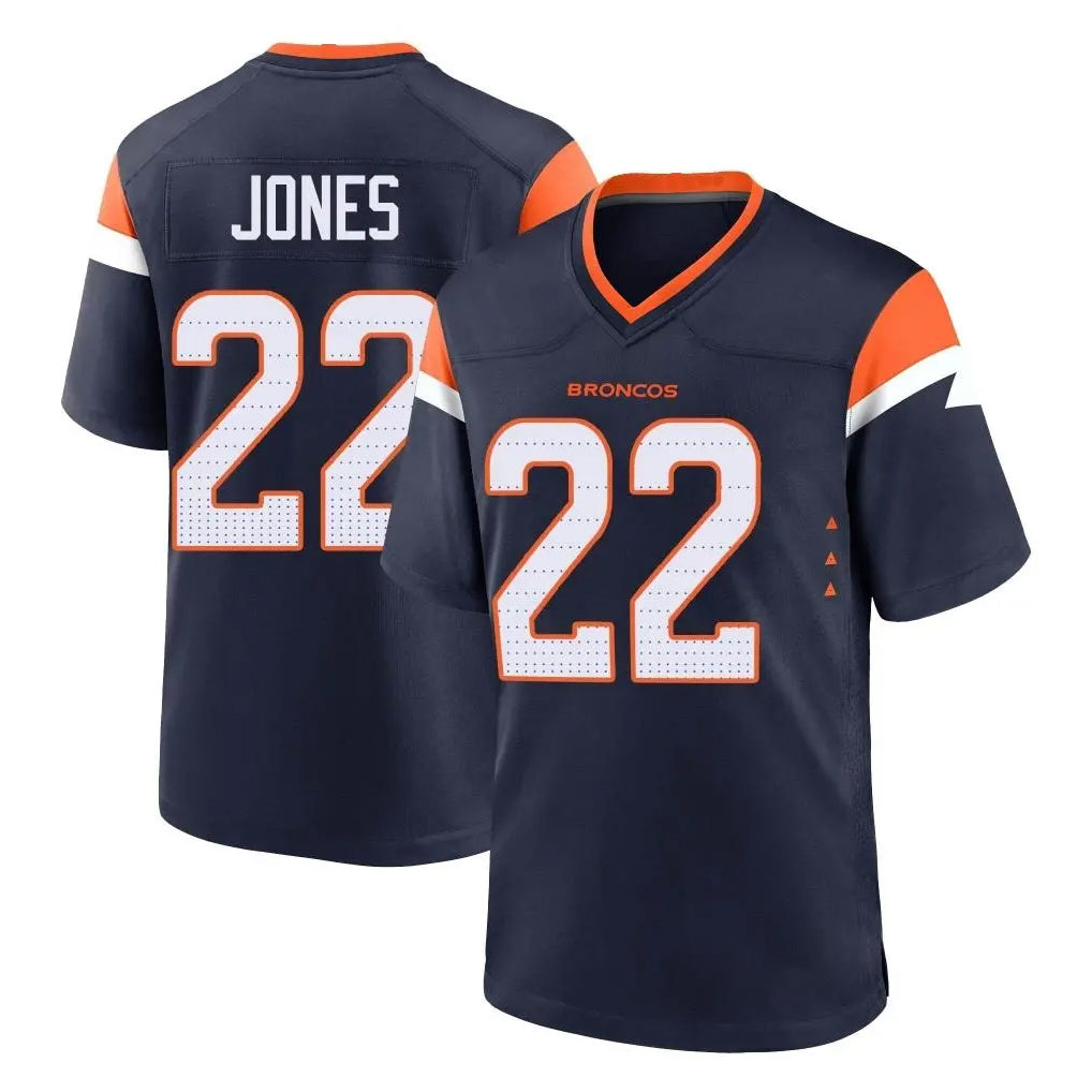 BIPIHUC D.Broncos #22 Brandon Jones Player Navy Home Game Stitched Jerseys