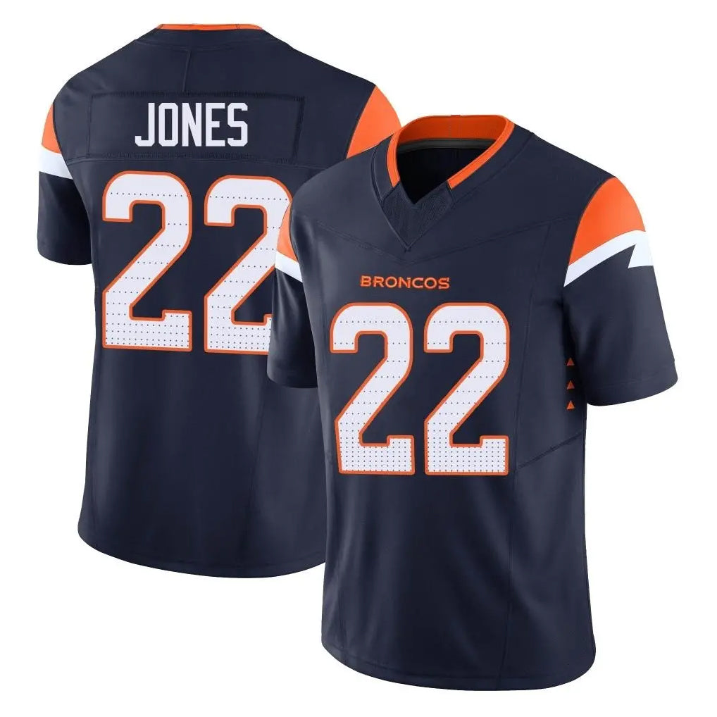 BIPIHUC D.Broncos #22 Brandon Jones Player Navy Limited Vapor F.U.S.E. Home Game Stitched Jerseys