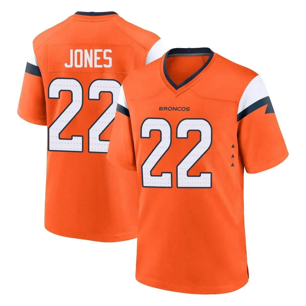 BIPIHUC D.Broncos #22 Brandon Jones Player Orange Home Game Stitched Jerseys
