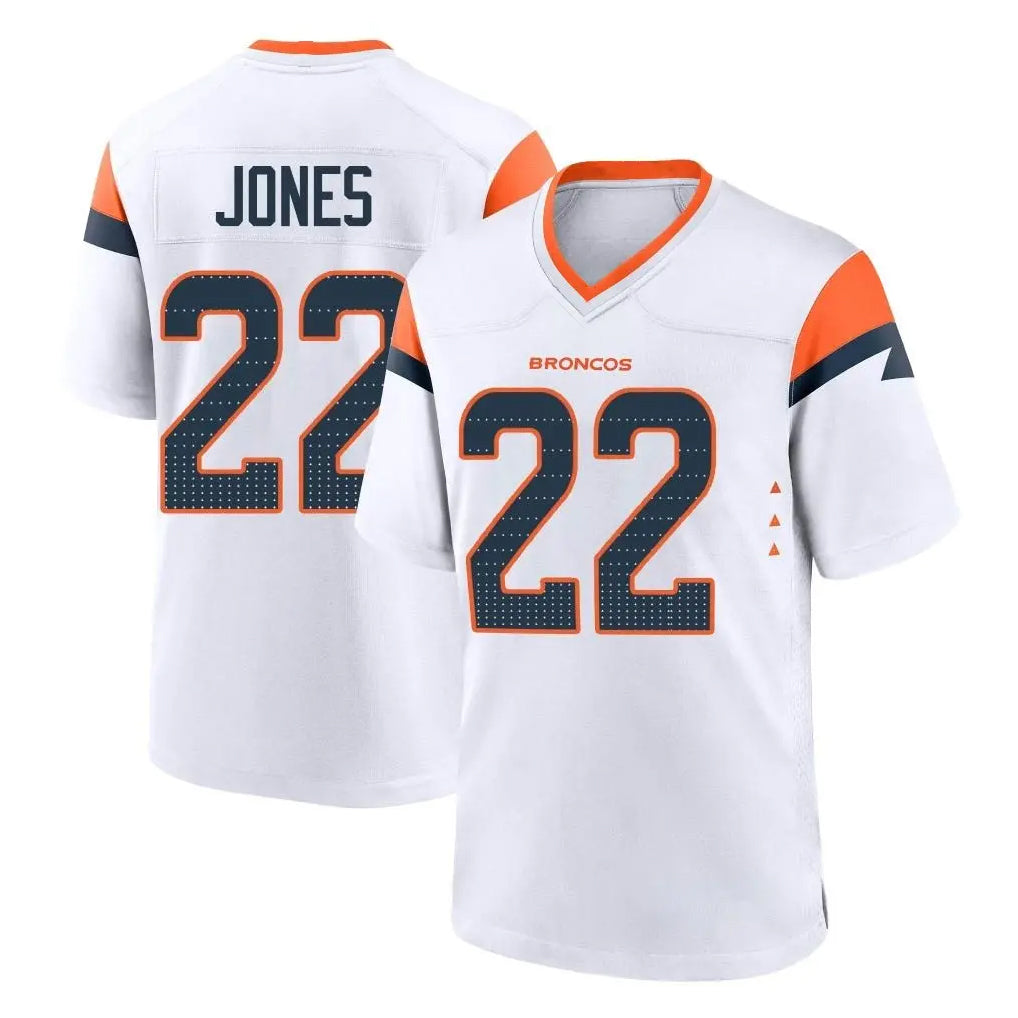 BIPIHUC D.Broncos #22 Brandon Jones Player White Home Game Stitched Jerseys