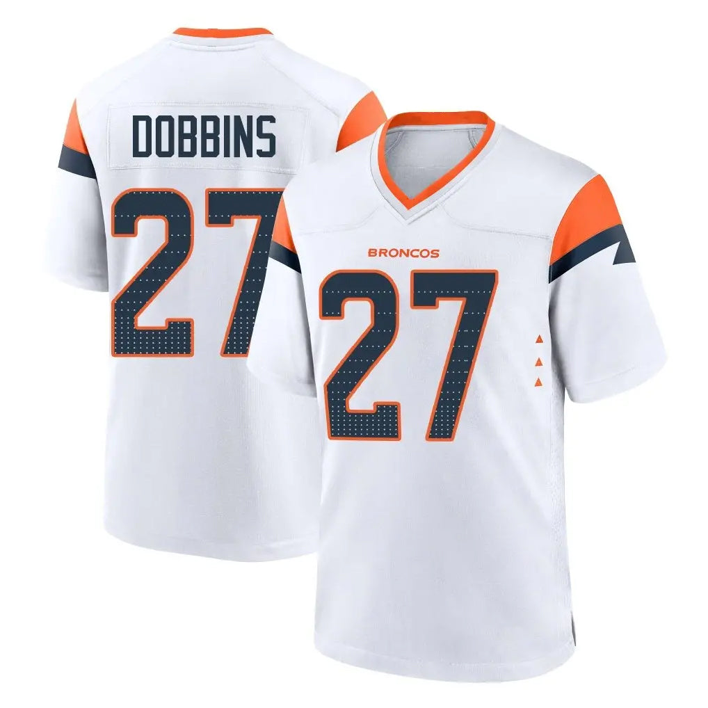 BIPIHUC D.Broncos #27 J.K. Dobbins Player White Home Game Stitched Jerseys
