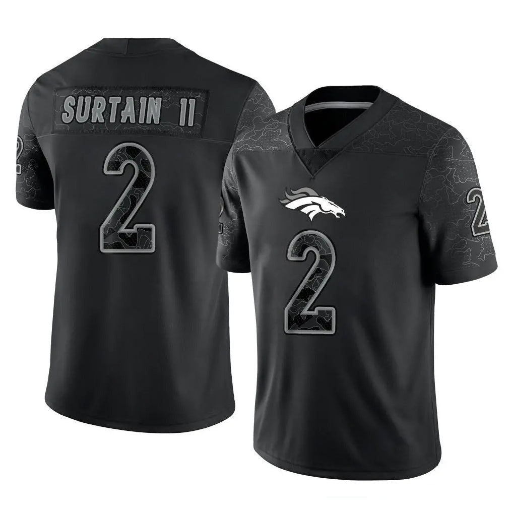 BIPIHUC D.Broncos #2 Pat Surtain II Player Black Reflective Limited Stitched Jerseys